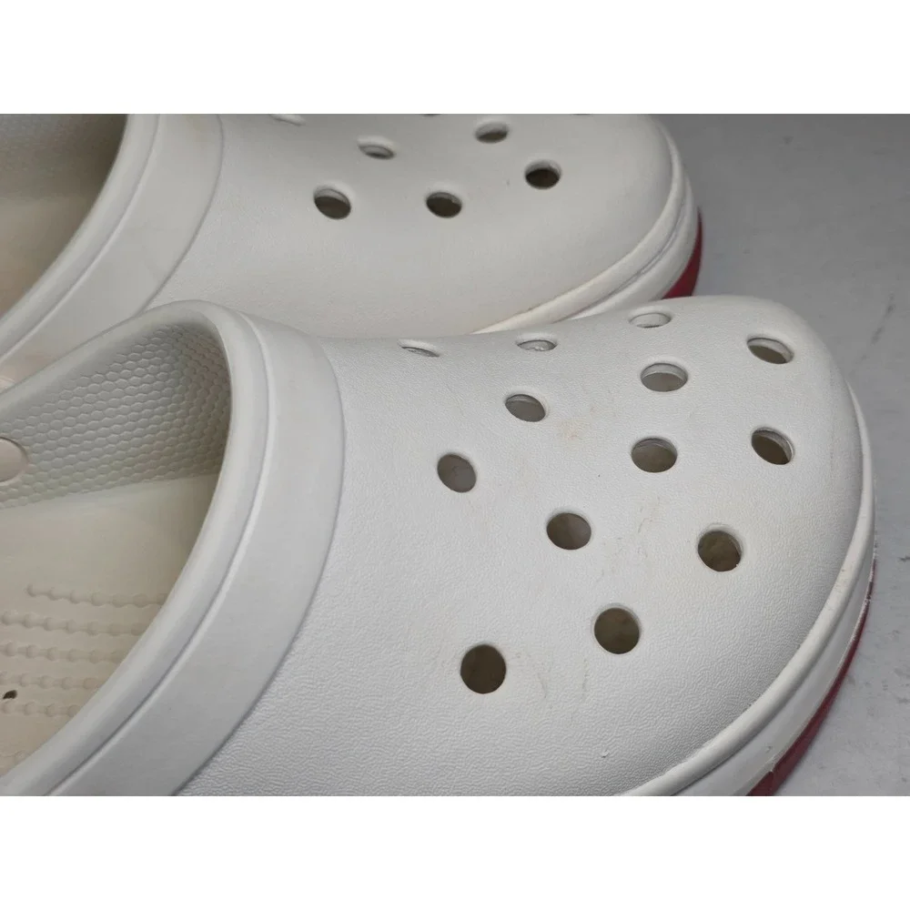 Crocs Crocband Men's Shoes Size 7 Women's 9 White‎ Red Slip On Clog 206122
